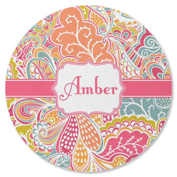 Custom Abstract Foliage Round Rubber Backed Coaster (Personalized)
