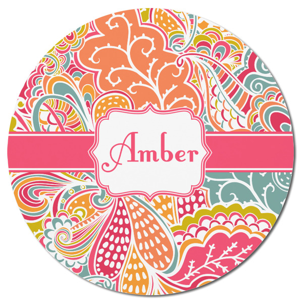 Abstract Foliage Round Fridge Magnet - FRONT