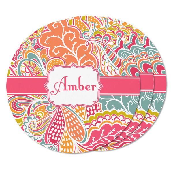 Abstract Foliage Round Fridge Magnet - THREE