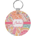 Abstract Foliage Round Plastic Keychain (Personalized)
