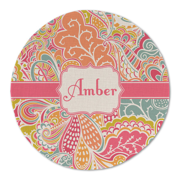 Custom Abstract Foliage Round Linen Placemat (Personalized)