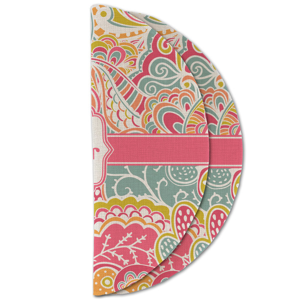 Abstract Foliage Round Linen Placemats - HALF FOLDED (double sided)