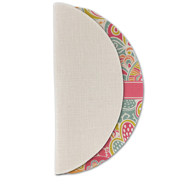 Abstract Foliage Round Linen Placemats - HALF FOLDED (single sided)