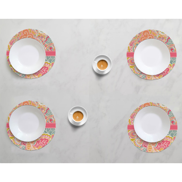 Abstract Foliage Round Linen Placemats - LIFESTYLE (set of 4)