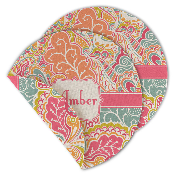 Custom Abstract Foliage Round Linen Placemat - Double Sided (Personalized)