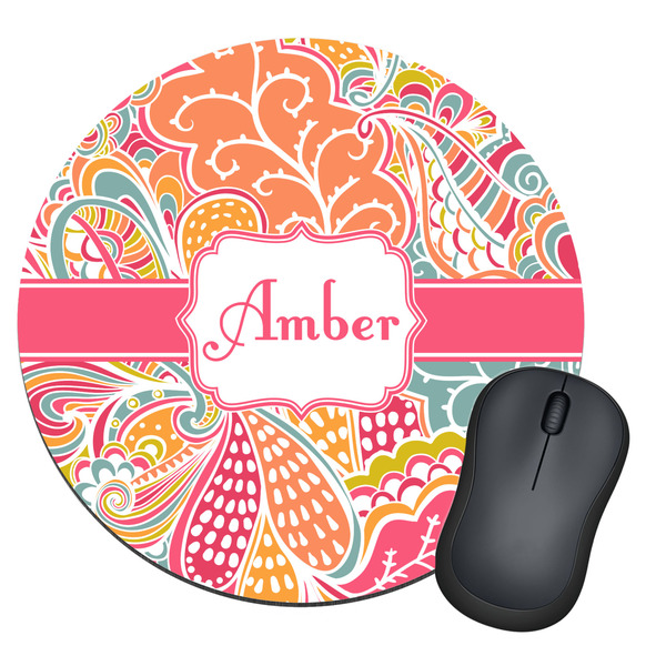 Custom Abstract Foliage Round Mouse Pad (Personalized)
