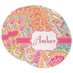 Abstract Foliage Round Paper Coasters w/ Name or Text