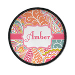 Abstract Foliage Iron On Round Patch w/ Name or Text