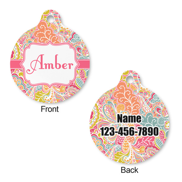 Abstract Foliage Round Pet ID Tag - Large - Approval