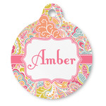 Abstract Foliage Round Pet ID Tag - Large (Personalized)
