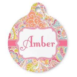 Abstract Foliage Round Pet ID Tag (Personalized)