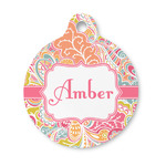 Abstract Foliage Round Pet ID Tag - Small (Personalized)