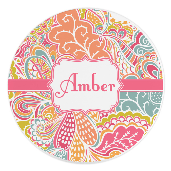 Custom Abstract Foliage Round Stone Trivet (Personalized)