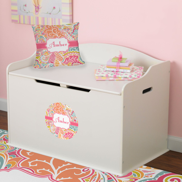 Abstract Foliage Round Wall Decal on Toy Chest