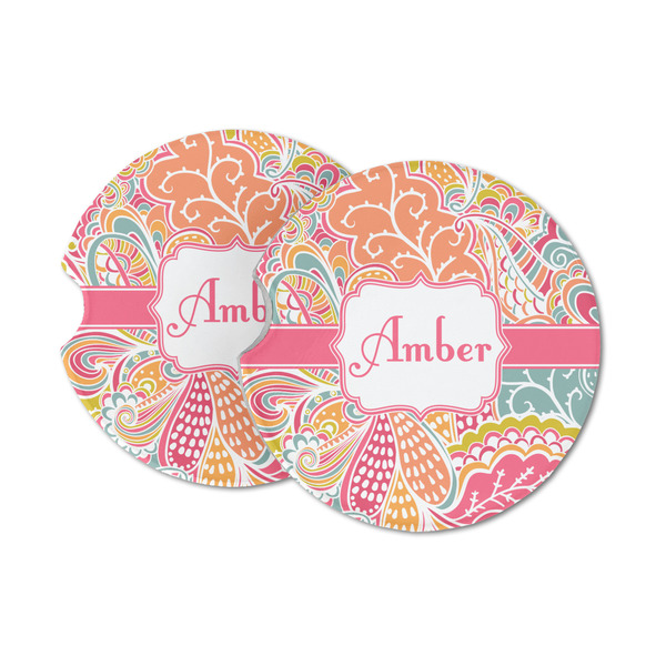 Custom Abstract Foliage Sandstone Car Coasters (Personalized)