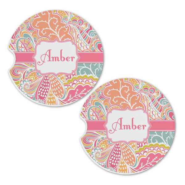 Abstract Foliage Sandstone Car Coasters - Set of 2