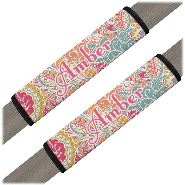 Custom Abstract Foliage Seat Belt Covers (Set of 2) (Personalized)