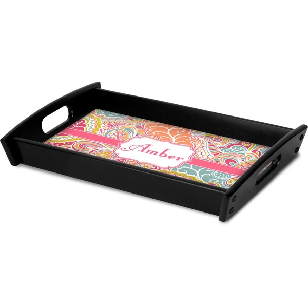 Abstract Foliage Serving Tray Black - Corner