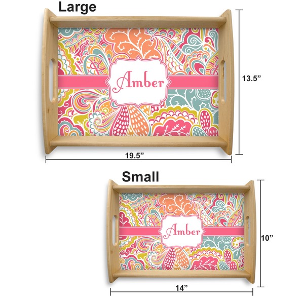 Abstract Foliage Serving Tray Wood Sizes