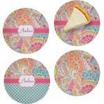 Abstract Foliage Set of 4 Glass Appetizer / Dessert Plate 8" (Personalized)