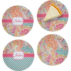 Abstract Foliage Set of 4 Glass Appetizer / Dessert Plate 8" (Personalized)