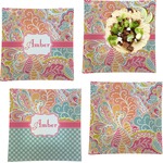 Abstract Foliage Set of 4 Glass Square Lunch / Dinner Plate 9.5" (Personalized)