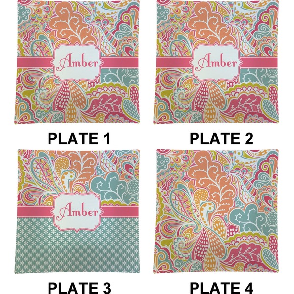 Abstract Foliage Set of Square Dinner Plates (Approval)