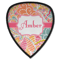 Abstract Foliage Iron on Shield Patch A w/ Name or Text