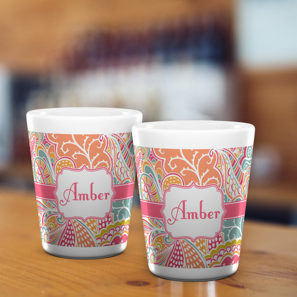 Abstract Foliage Shot Glass - White - LIFESTYLE