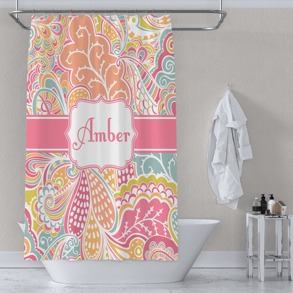 Abstract Foliage Shower Curtain Lifestyle