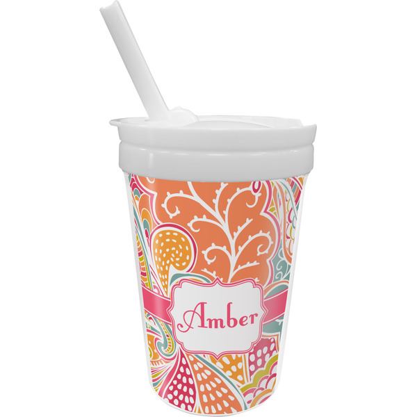 Custom Abstract Foliage Sippy Cup with Straw (Personalized)