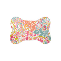 Abstract Foliage Bone Shaped Dog Food Mat (Small) (Personalized)
