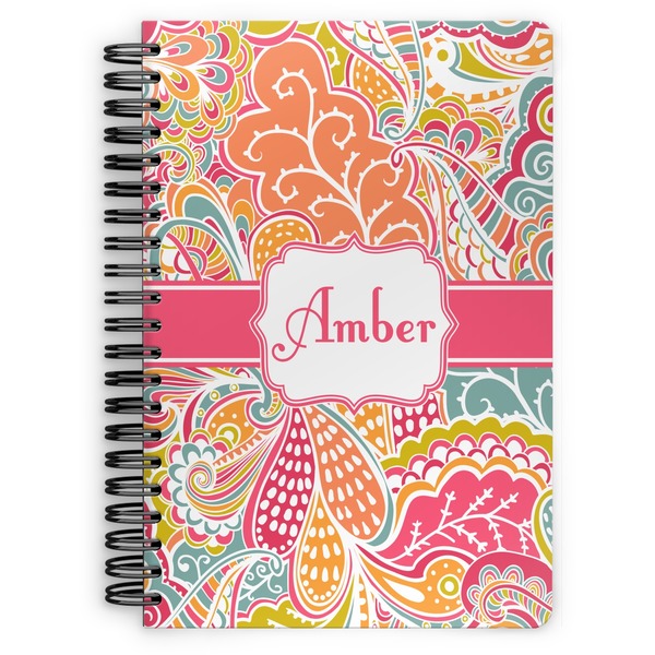 Custom Abstract Foliage Spiral Notebook - 7x10 w/ Name or Text