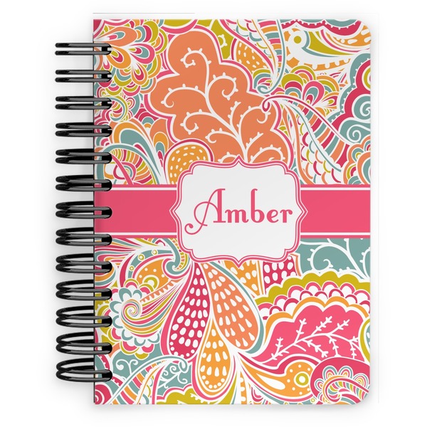 Custom Abstract Foliage Spiral Notebook - 5x7 w/ Name or Text