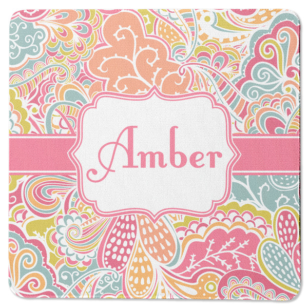 Custom Abstract Foliage Square Rubber Backed Coaster (Personalized)
