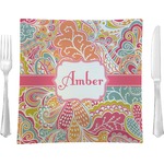 Abstract Foliage 9.5" Glass Square Lunch / Dinner Plate- Single or Set of 4 (Personalized)