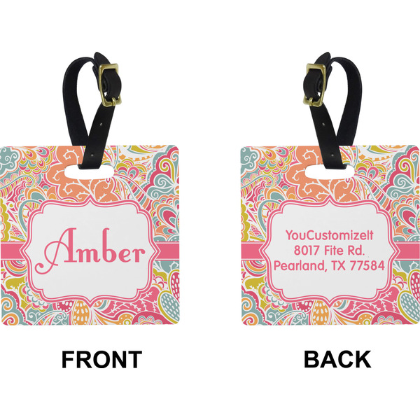 Abstract Foliage Square Luggage Tag (Front + Back)