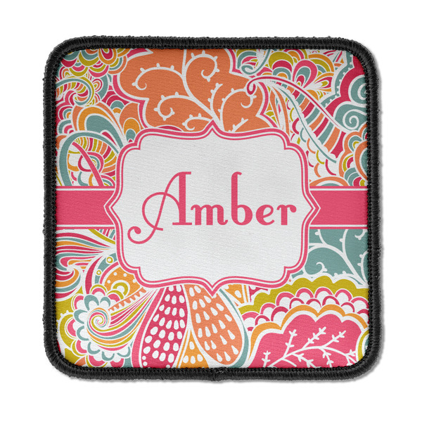 Custom Abstract Foliage Iron On Square Patch w/ Name or Text