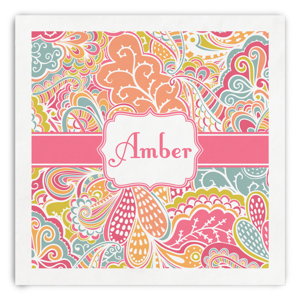 Custom Abstract Foliage Paper Dinner Napkins (Personalized)