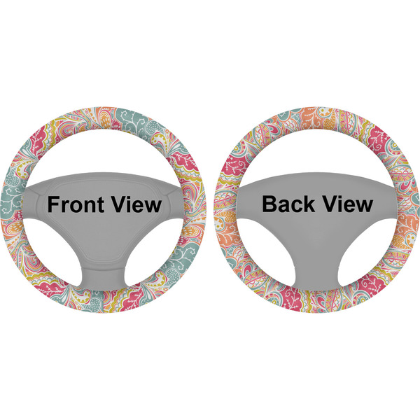 Abstract Foliage Steering Wheel Cover- Front and Back