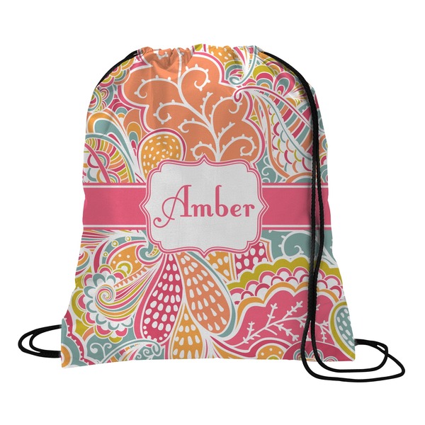 Custom Abstract Foliage Drawstring Backpack - Small (Personalized)