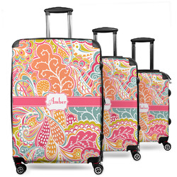 Abstract Foliage 3 Piece Luggage Set - 20" Carry On, 24" Medium Checked, 28" Large Checked (Personalized)