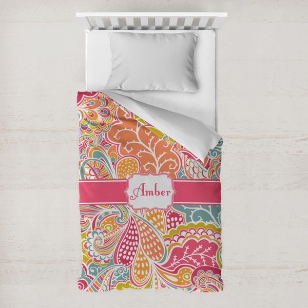 Custom Abstract Foliage Toddler Duvet Cover w/ Name or Text