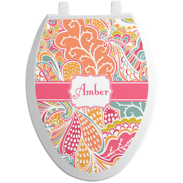 Custom Abstract Foliage Toilet Seat Decal - Elongated (Personalized)