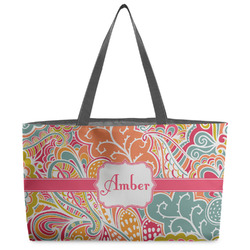 Abstract Foliage Beach Totes Bag - w/ Black Handles (Personalized)