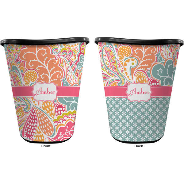 Abstract Foliage Trash Can Black - Front and Back - Apvl