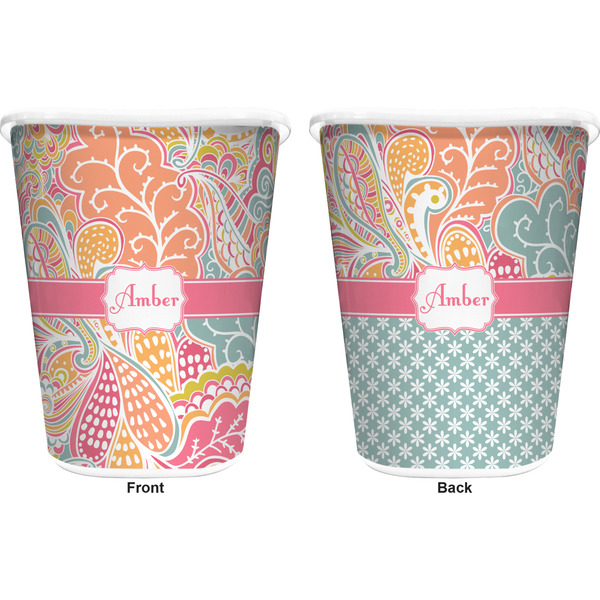 Abstract Foliage Trash Can White - Front and Back - Apvl