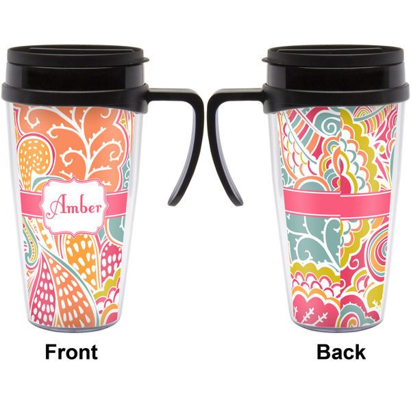 Abstract Foliage Travel Mug with Black Handle - Approval