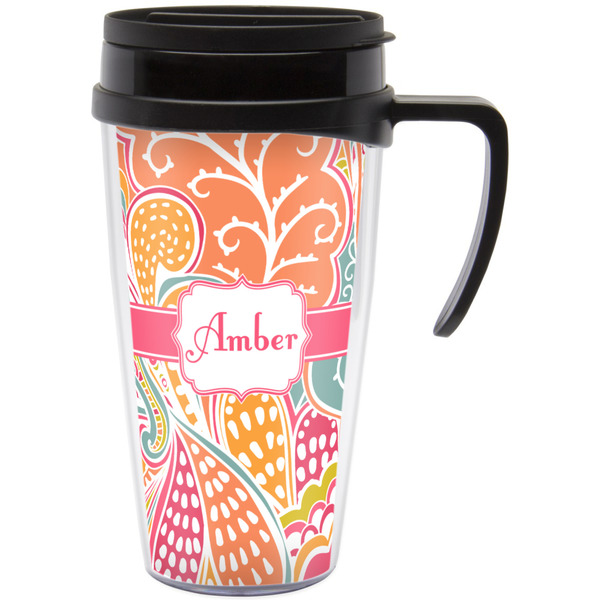 Custom Abstract Foliage Acrylic Travel Mug with Handle (Personalized)
