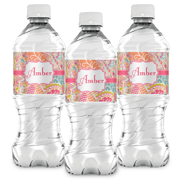 Abstract Foliage Water Bottle Labels - Front View